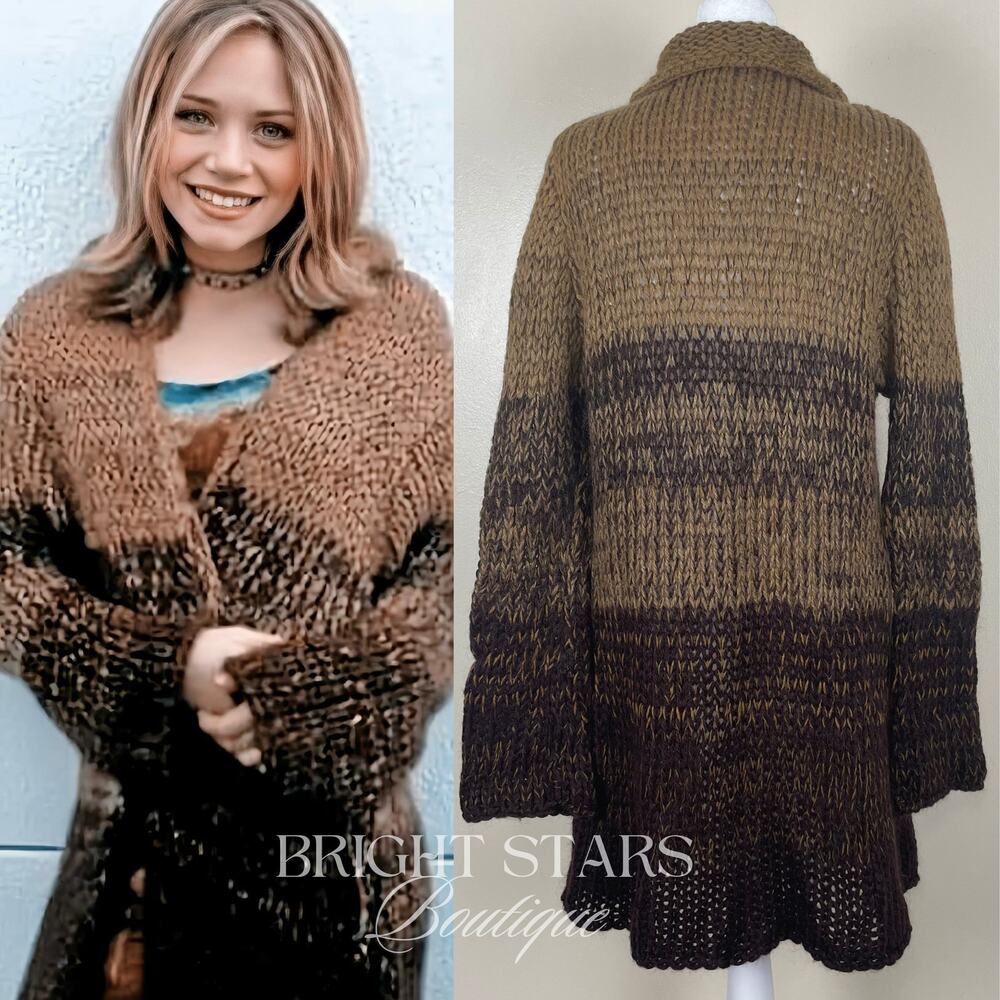Rare Vintage Knit Ombre Knit Duster Cardigan ASO Mary-Kate Olsen ALT Willow - Picture 2 of 12